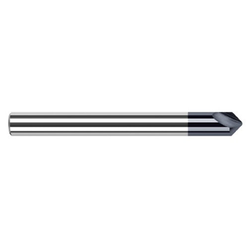 Engraving Cutters - 0.1875″ (3/16″) Shank Diameter × 0.0050″ Radius × 90° included Carbide Marking Cutter, 2 Flutes, AlTiN Coated - Exact Tool & Supply