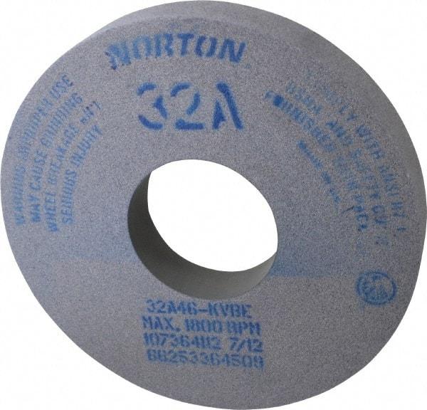Norton - 14" Diam x 5" Hole x 2" Thick, K Hardness, 46 Grit Surface Grinding Wheel - Aluminum Oxide, Type 1, Coarse Grade, 1,800 Max RPM, Vitrified Bond, No Recess - Exact Tool & Supply