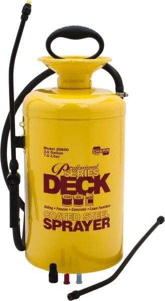 Chapin - 2 Gal Garden Hand Sprayer - Coated Steel Tank, Reinforced Hose, For Deck & Yard Applications - Exact Tool & Supply