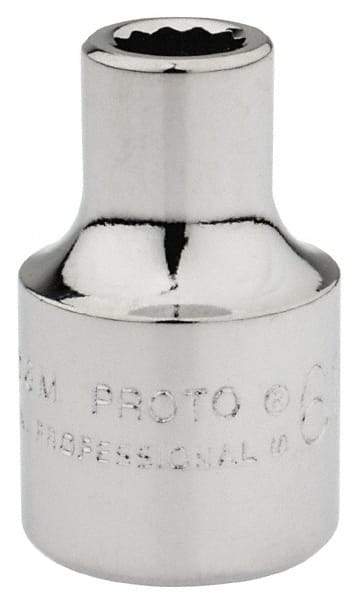 Proto - 3/8" Drive, Standard Hand Socket - 12 Points, 1-3/32" OAL, Chrome Finish - Exact Tool & Supply
