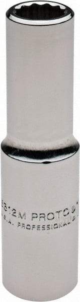 Proto - 1/2" Drive, Deep Hand Socket - 12 Points, 3-1/4" OAL, Chrome Finish - Exact Tool & Supply