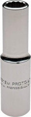 Proto - 1/2" Drive, Deep Hand Socket - 12 Points, 3-1/4" OAL, Chrome Finish - Exact Tool & Supply