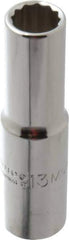 Proto - 1/2" Drive, Deep Hand Socket - 12 Points, 3-1/4" OAL, Chrome Finish - Exact Tool & Supply
