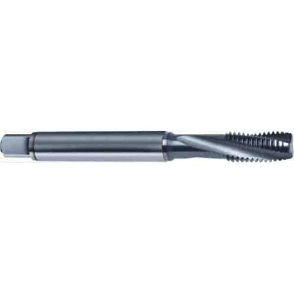 Guhring - M12x1.75 Metric 4 Flute 6HX Modified Bottoming Spiral Flute Tap - High Speed Steel, TiCN Finish, 110mm OAL, Right Hand Flute, Right Hand Thread, D6/D7, Series 2909 - Exact Tool & Supply
