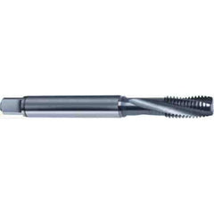 Guhring - M12x1.75 Metric 4 Flute 6HX Modified Bottoming Spiral Flute Tap - High Speed Steel, TiCN Finish, 110mm OAL, Right Hand Flute, Right Hand Thread, D6/D7, Series 2909 - Exact Tool & Supply