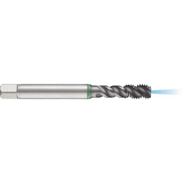 Guhring - M5x0.80 Metric 3 Flute 6H Modified Bottoming Spiral Flute Tap - High Speed Steel, TiCN Finish, 70mm OAL, Right Hand Flute, Right Hand Thread, D3/D4, Series 1152 - Exact Tool & Supply