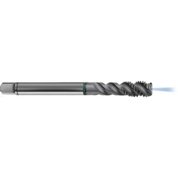 Guhring - M14x1.50 Metric 3 Flute 6H Modified Bottoming Spiral Flute Tap - High Speed Steel, TiCN Finish, 100mm OAL, Right Hand Flute, Right Hand Thread, D4/D5, Series 1294 - Exact Tool & Supply