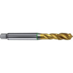 Guhring - M6x1.00 Metric 3 Flute 6H Modified Bottoming Spiral Flute Tap - High Speed Steel, TiN Finish, 80mm OAL, Right Hand Flute, Right Hand Thread, D11, Series 4311 - Exact Tool & Supply