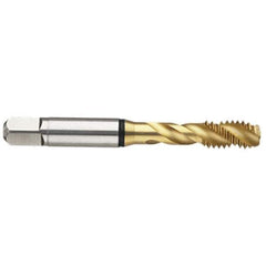 Guhring - 5-44 UNF 2 Flute 2B Modified Bottoming Spiral Flute Tap - High Speed Steel, TiN Finish, 2.205" OAL, Right Hand Flute, Right Hand Thread, H2/H3, Series 3935 - Exact Tool & Supply