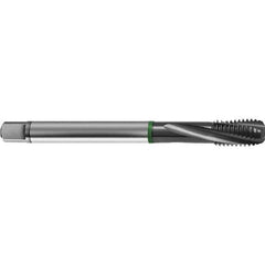 Guhring - M8x1.00 Metric 3 Flute 6H Bottoming Spiral Flute Tap - High Speed Steel, TiCN Finish, 90mm OAL, Right Hand Flute, Right Hand Thread, D4/D5, Series 4156 - Exact Tool & Supply