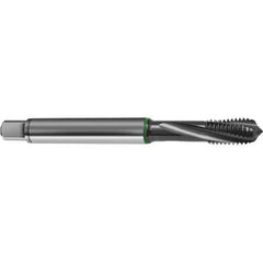 Guhring - M4x0.70 Metric 3 Flute 6H Bottoming Spiral Flute Tap - High Speed Steel, TiCN Finish, 63mm OAL, Right Hand Flute, Right Hand Thread, D3/D4, Series 4154 - Exact Tool & Supply