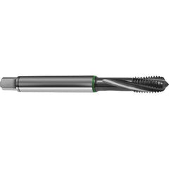 Guhring - M8x1.25 Metric 3 Flute 6H Bottoming Spiral Flute Tap - High Speed Steel, TiCN Finish, 90mm OAL, Right Hand Flute, Right Hand Thread, D4/D5, Series 4155 - Exact Tool & Supply