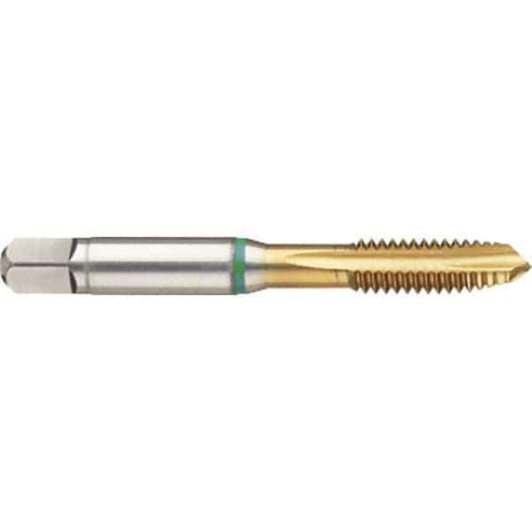 Guhring - #10-24 UNC 3 Flute 3B Plug Spiral Flute Tap - High Speed Steel, TiN Finish, 2-1/2" OAL, H3/H4, Series 3390 - Exact Tool & Supply