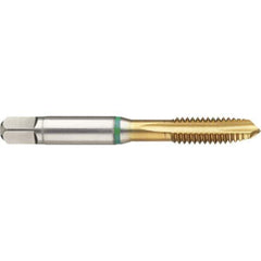 Guhring - #10-24 UNC 3 Flute 3B Plug Spiral Flute Tap - High Speed Steel, TiN Finish, 2-1/2" OAL, H3/H4, Series 3390 - Exact Tool & Supply