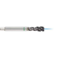 Guhring - M14x2.00 Metric 3 Flute 6H Modified Bottoming Spiral Flute Tap - High Speed Steel, TiCN Finish, 110mm OAL, Right Hand Flute, Right Hand Thread, D5/D6, Series 1293 - Exact Tool & Supply