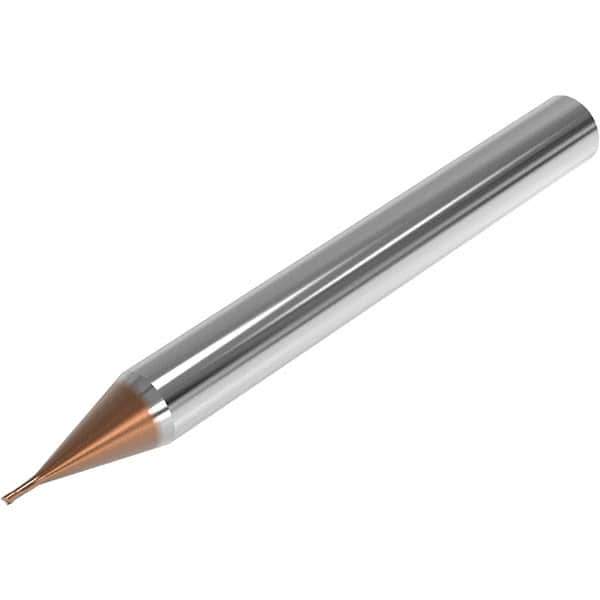 Seco - 0.8mm, 2 Flute, Single End, Solid Carbide, 0.1mm Corner Radius End Mill - 40mm OAL, 28° Helix, Right Hand Flute, 0.6mm LOC, Right Hand Cut, 2.5mm Extended Reach - Exact Tool & Supply