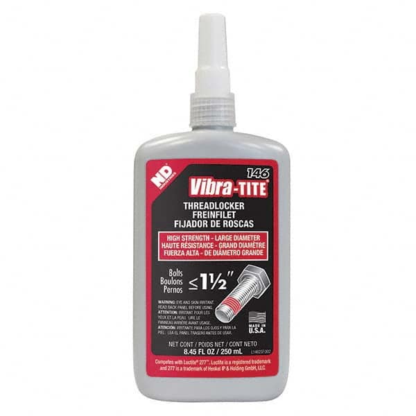 Vibra-Tite - 250 mL Bottle, Red, Large Diameter/High Strength Threadlocker - Exact Tool & Supply