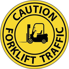 NMC - "Caution Forklift Traffic", 2-1/2" Wide x 2-1/2" High, Aluminum Safety Sign - Exact Tool & Supply