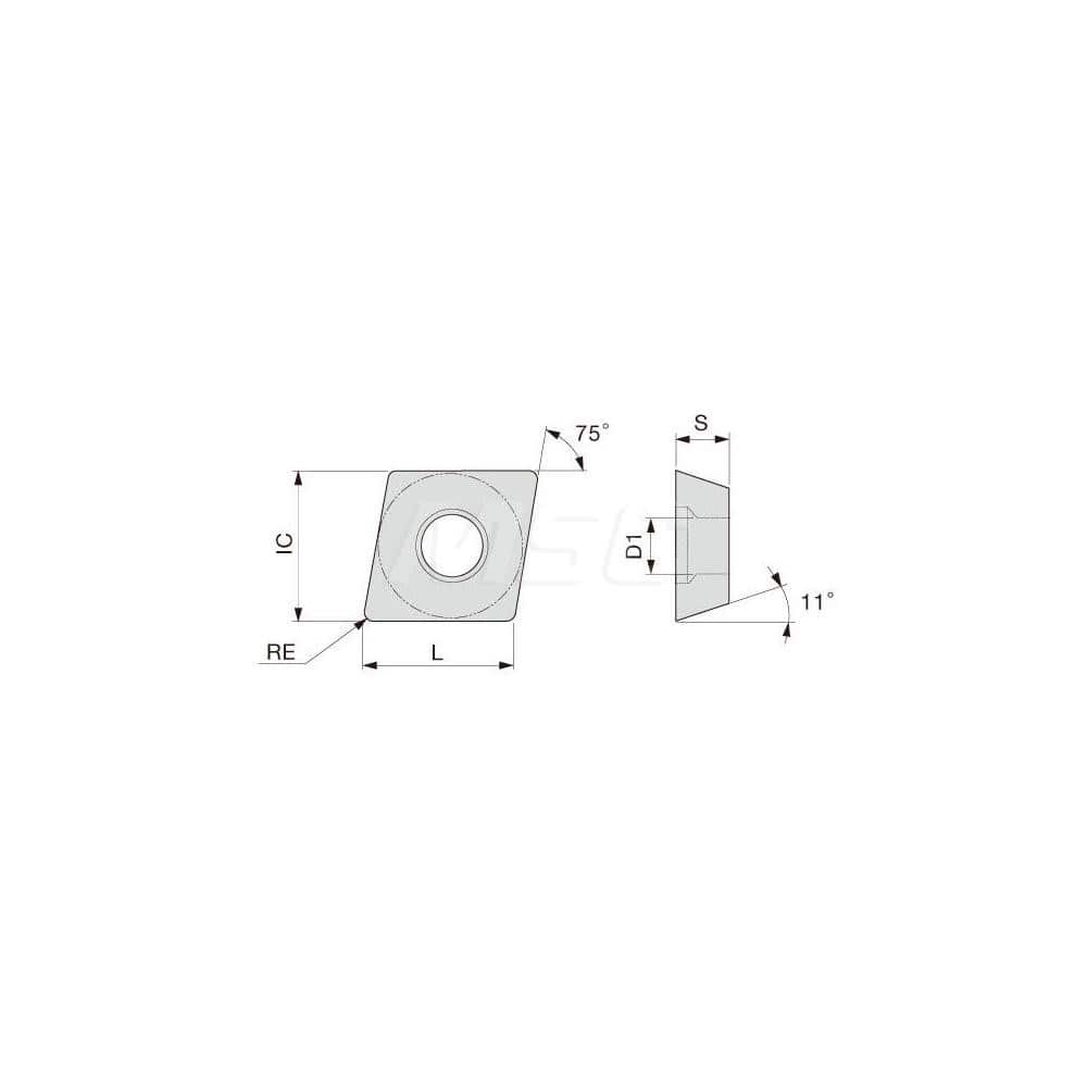 Turning Insert:  EPGT520F-JS SH725,  Solid Carbide TiAlN Finish,  Neutral,  0.0040″ Corner Radius,  75.0 &deg N/A Diamond,  Series  EPGT