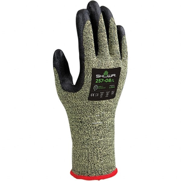 SHOWA - Size M (7), ANSI Cut Lvl A7, Puncture Lvl 2, Abrasion Lvl 4, Foam Nitrile Coated Kevlar/Stainless Steel Cut Resistant Gloves - Exact Tool & Supply