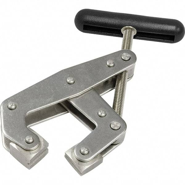 Kant Twist - 1,500 Lb, 3" Max Opening, 1-1/4" Open Throat Depth, 1-1/2" Closed Throat Depth, Cantilever Clamp - Stainless Steel Jaw, T-Handle, 1-1/8" Max Width - Exact Tool & Supply