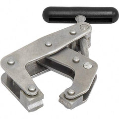 Kant Twist - 700 Lb, 2" Max Opening, 1-1/4" Open Throat Depth, 1-1/4" Closed Throat Depth, Cantilever Clamp - Stainless Steel Jaw, T-Handle, 7/8" Max Width - Exact Tool & Supply