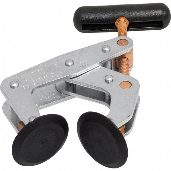 Kant Twist - 800 Lb, 2" Max Opening, 1-1/8" Open Throat Depth, 1-1/4" Closed Throat Depth, Cantilever Clamp - Polyethylene Jaw, T-Handle, 1-3/8" Max Width - Exact Tool & Supply