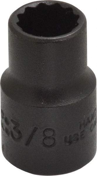 Proto - 3/8", 3/8" Drive, Standard Hand Socket - 12 Points, 1-3/32" OAL, Alloy Steel, Black Finish - Exact Tool & Supply