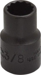 Proto - 3/8", 3/8" Drive, Standard Hand Socket - 12 Points, 1-3/32" OAL, Alloy Steel, Black Finish - Exact Tool & Supply