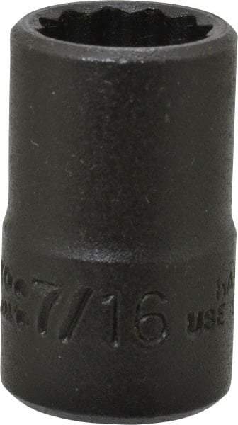 Proto - 7/16", 3/8" Drive, Standard Hand Socket - 12 Points, 1-3/32" OAL, Alloy Steel, Black Finish - Exact Tool & Supply