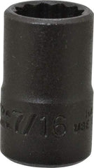 Proto - 7/16", 3/8" Drive, Standard Hand Socket - 12 Points, 1-3/32" OAL, Alloy Steel, Black Finish - Exact Tool & Supply
