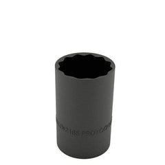 Proto - 1/2", 3/8" Drive, Standard Hand Socket - 12 Points, 1-1/8" OAL, Alloy Steel, Black Finish - Exact Tool & Supply