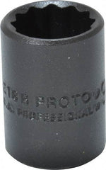 Proto - 9/16", 3/8" Drive, Standard Hand Socket - 12 Points, 1-1/8" OAL, Alloy Steel, Black Finish - Exact Tool & Supply