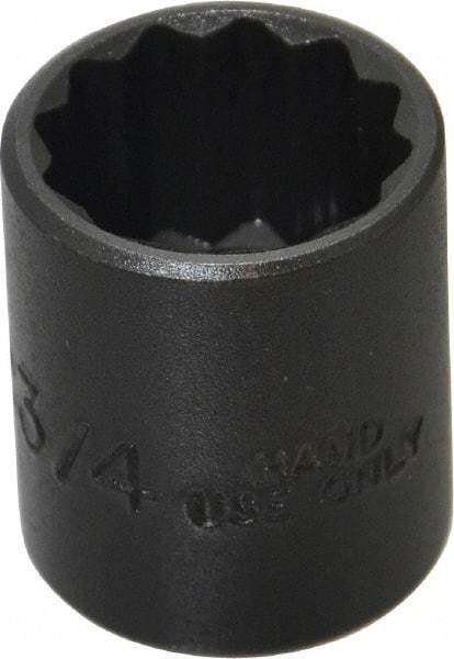 Proto - 3/4", 3/8" Drive, Standard Hand Socket - 12 Points, 1-3/16" OAL, Alloy Steel, Black Finish - Exact Tool & Supply