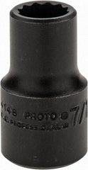 Proto - 7/16", 1/2" Drive, Standard Hand Socket - 12 Points, 1-1/2" OAL, Alloy Steel, Black Finish - Exact Tool & Supply