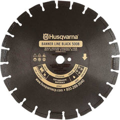 Husqvarna - 14" Diam, 1" Arbor Hole Diam, Continuous Edge Tooth Wet & Dry Cut Saw Blade - Diamond-Tipped, General Purpose Action, Standard Round Arbor - Exact Tool & Supply