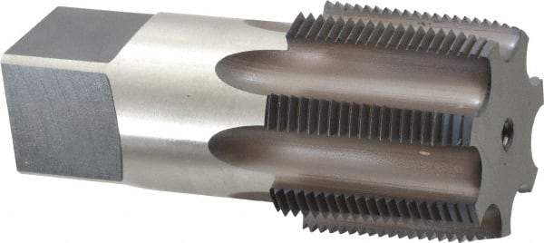 Reiff & Nestor - 1-1/2 - 11-1/2 NPT Thread, 7 Flute Standard Pipe Tap - 4-1/4" OAL, 1-3/4" Thread Length, 1-1/2" Shank Diam, Blue Diamond Finish, High Speed Steel - Exact Tool & Supply