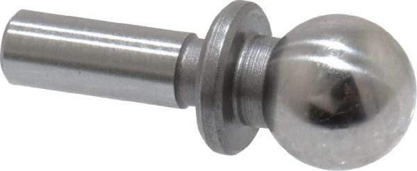 Jergens - 1/4" Ball Diam, 1/8" Shank Diam, Steel Inspection Tooling Ball - Slip-Fit Shank, 9/16" Ball Center to Shank Bottom, 0.2" Ball Center to Shoulder Bottom, with Shoulder - Exact Tool & Supply