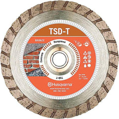Husqvarna - 4-1/2" Diam, 5/8, 7/8 & 25/32" Arbor Hole Diam, Continuous Edge Tooth Wet & Dry Cut Saw Blade - Diamond-Tipped, Fast Cutting & Smooth Action, Standard Round Arbor - Exact Tool & Supply
