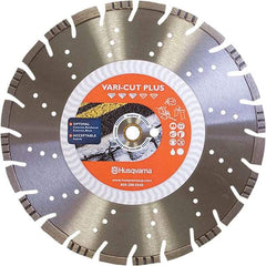 Husqvarna - 16" Diam, 25/32 & 1" Arbor Hole Diam, Continuous Edge Tooth Wet & Dry Cut Saw Blade - Diamond-Tipped, General Purpose Action, Standard Round Arbor - Exact Tool & Supply