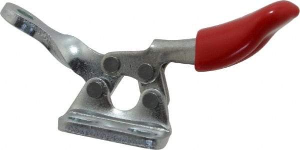 De-Sta-Co - 60 Lb Holding Capacity, Horizontal Handle, Manual Hold Down Toggle Clamp - 82° Handle Movement, 94° Bar Opening, Solid Bar, Left Flanged Base, Electro-Plated Zinc, Carbon Steel - Exact Tool & Supply