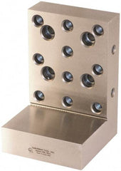 Suburban Tool - 4" Wide x 6" Deep x 4" High Steel Precision-Ground Angle Plate - Standard Plate, Machined Holes on Surface, Open End, 1-1/4" Thick, Pair of Plates - Exact Tool & Supply