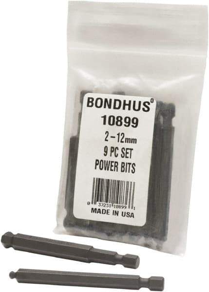 Bondhus - Hex Drive Bit Sets - MP 2-12MM 9PC POWER BIT SET-BONDHUS - Exact Tool & Supply