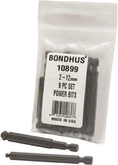 Bondhus - Hex Drive Bit Sets - MP 2-12MM 9PC POWER BIT SET-BONDHUS - Exact Tool & Supply