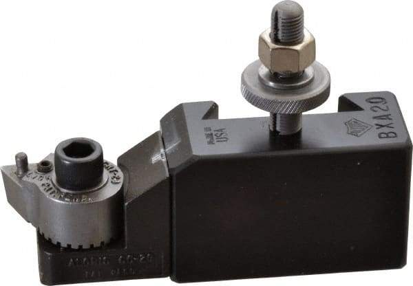 Aloris - Series BXA, #20 Turning Tool Post Holder for Carbide Triangular Inserts - 10 to 15" Lathe Swing, 1-3/4" OAH, 1-3/16" Centerline Height - Exact Tool & Supply