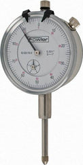 Fowler - 1" Range, 0-100 Dial Reading, 0.001" Graduation Dial Drop Indicator - 2-1/4" Dial, 0.1" Range per Revolution, Revolution Counter - Exact Tool & Supply