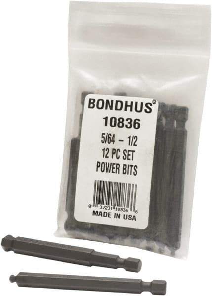 Bondhus - Hex Driver Sets - MP 5/64-1/2" 12PC POWER BIT SET-BONDHUS - Exact Tool & Supply
