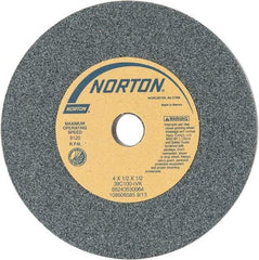 Norton - 4" Diam x 1/2" Hole x 1/2" Thick, I Hardness, 100 Grit Surface Grinding Wheel - Silicon Carbide, Type 1, Fine Grade, 8,120 Max RPM, Vitrified Bond, No Recess - Exact Tool & Supply