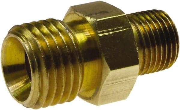 Coilhose Pneumatics - 3/8 Male Thread, Brass Industrial Pipe Adapter - MNPSM x MNPTF, 300 psi - Exact Tool & Supply