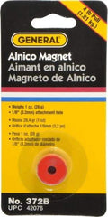 General - 3/4" Diam, 1/8" Hole Diam, 4 Lb Max Pull Force Alnico Button Magnet - 1/2" High - Exact Tool & Supply